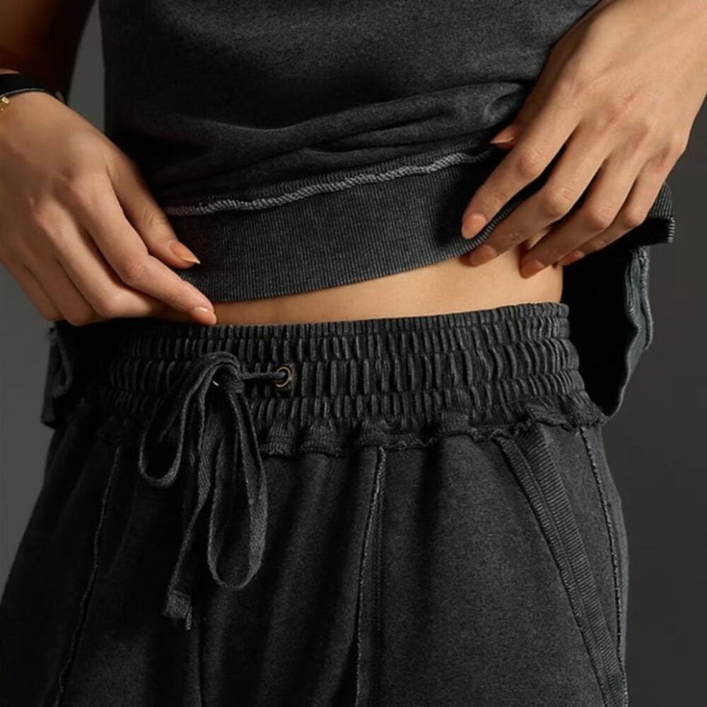 Daily Practice Anthropologie Wide Leg Lounge Pants Charcoal Drawstring XS - Picture 2 of 10